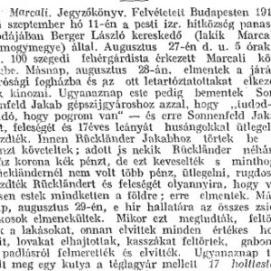 Részlet a „A dunántúli zsidóüldözések aktáiból” (Forrás: Egyenlőség, 1919. 09. 18., 3.o.)
